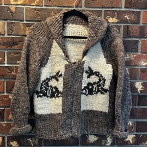 Vintage Cowichan Wool Sweater with zipper